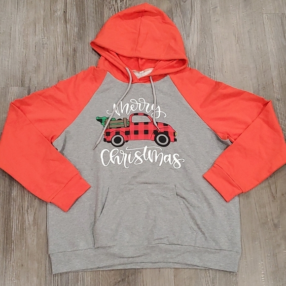None Tops - Merry Christmas Hooded Sweatshirt Size XL